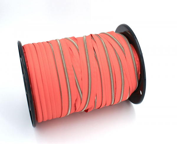 Endlosreißverschluss metallisiert koralle/messing-antik (1m)